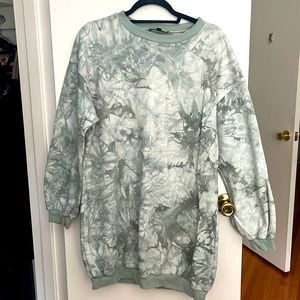 Lulus sweatshirt mini dress with long sleeve green tie dye